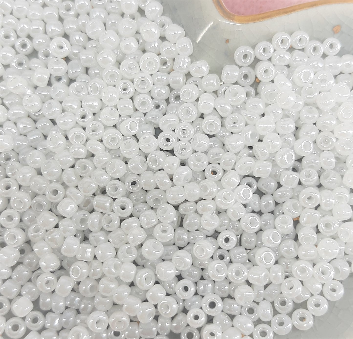 SHINY WHITE GLASS SEED BEADS