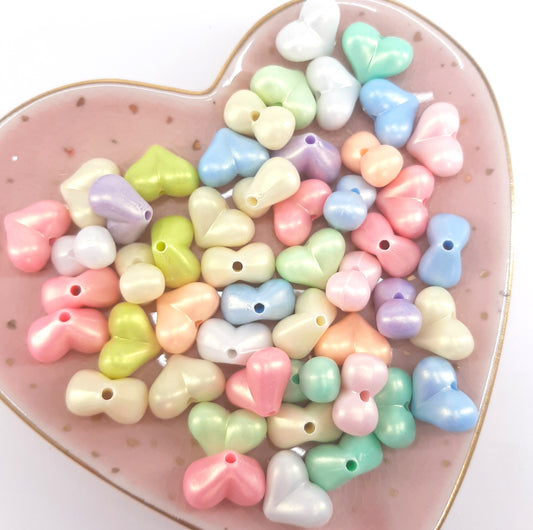 MIXED COLOUR HEART BEADS