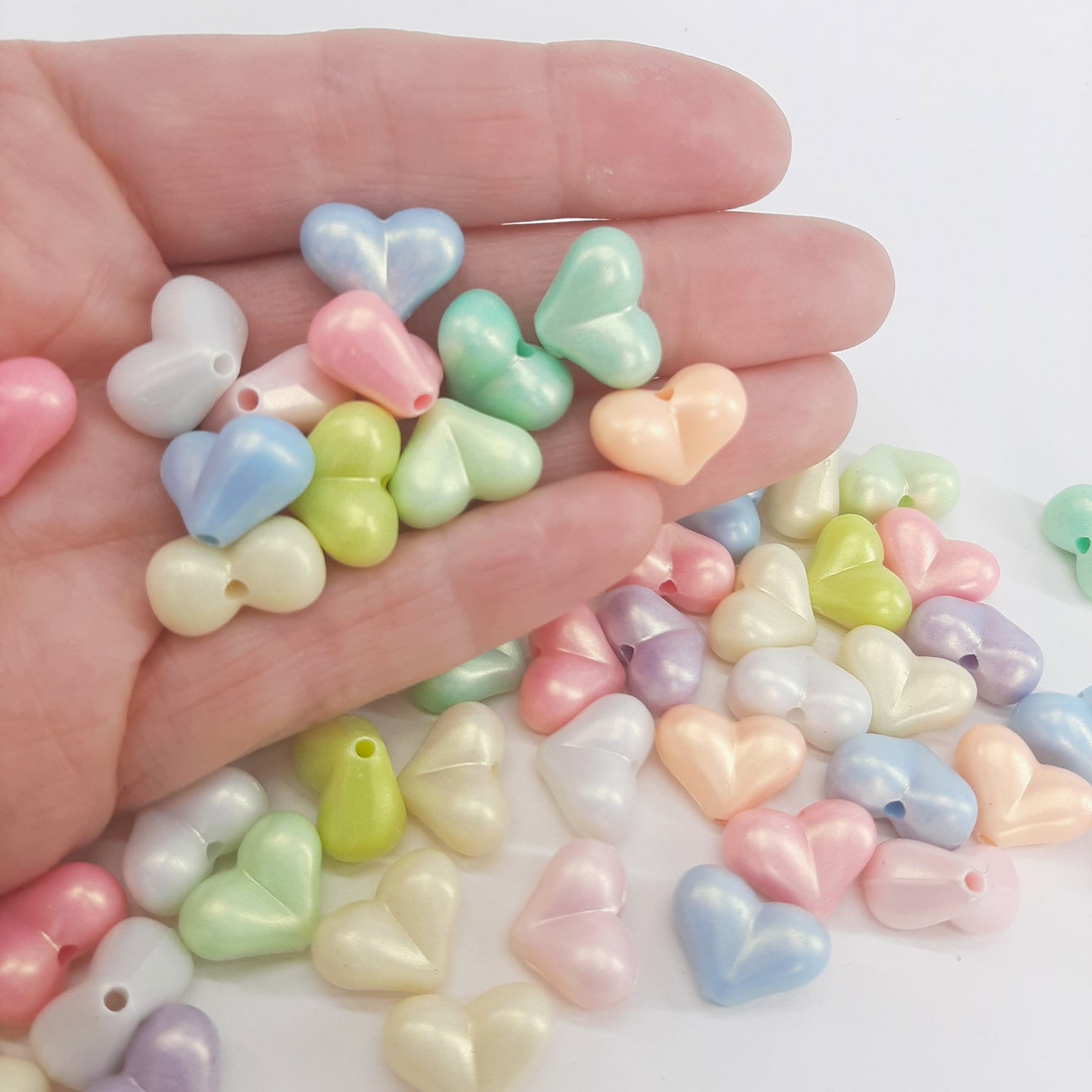 MIXED COLOUR HEART BEADS