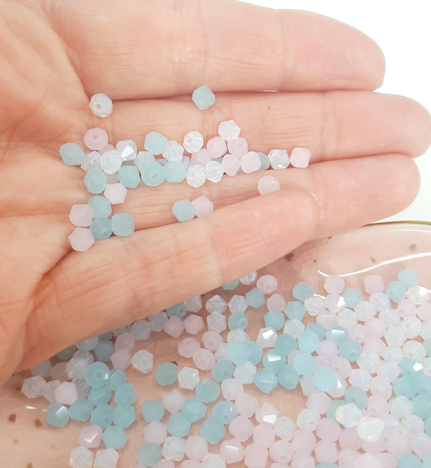 MIXED BICONE GLASS AB CRYSTAL BEADS
