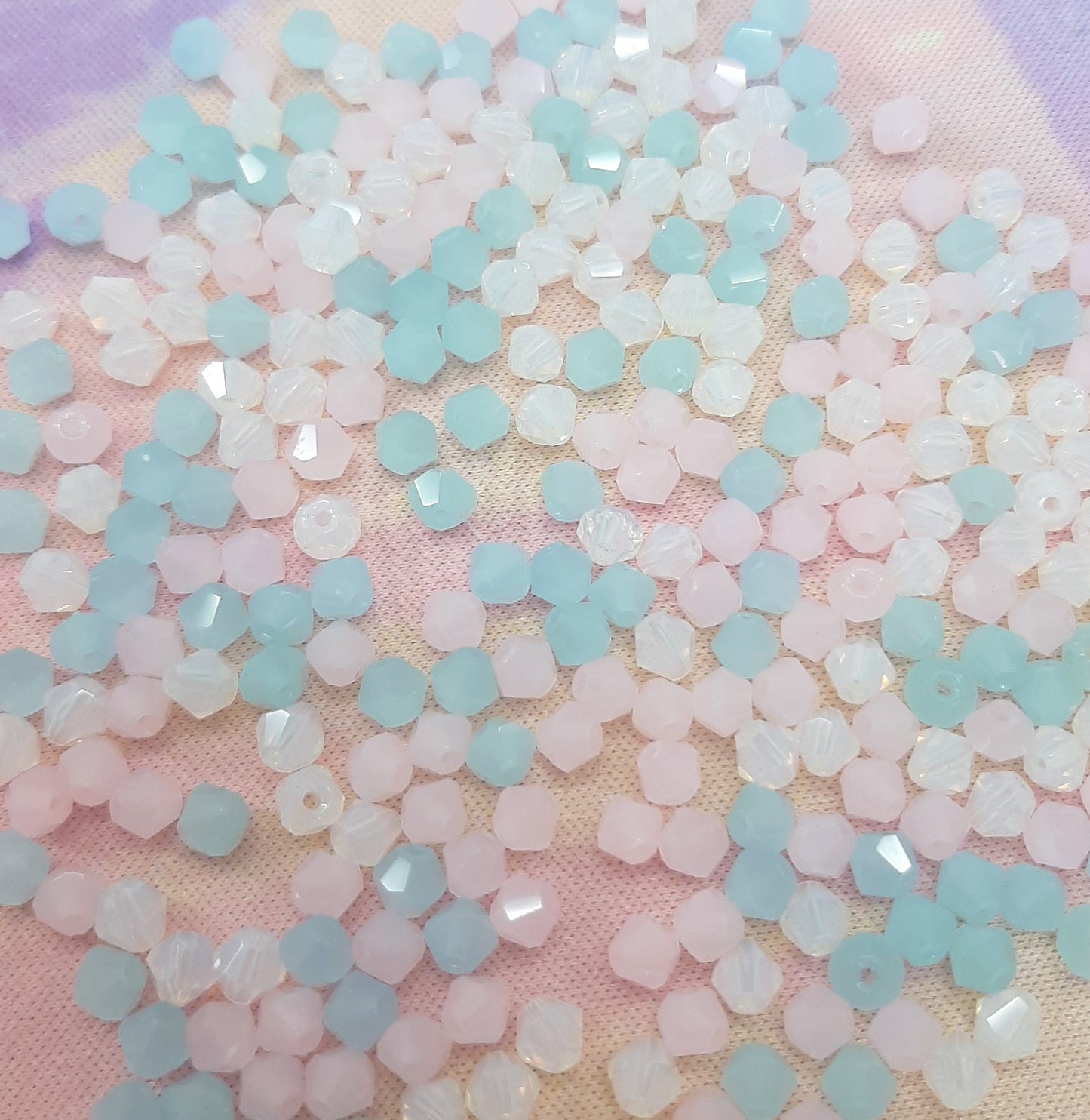 MIXED BICONE GLASS AB CRYSTAL BEADS
