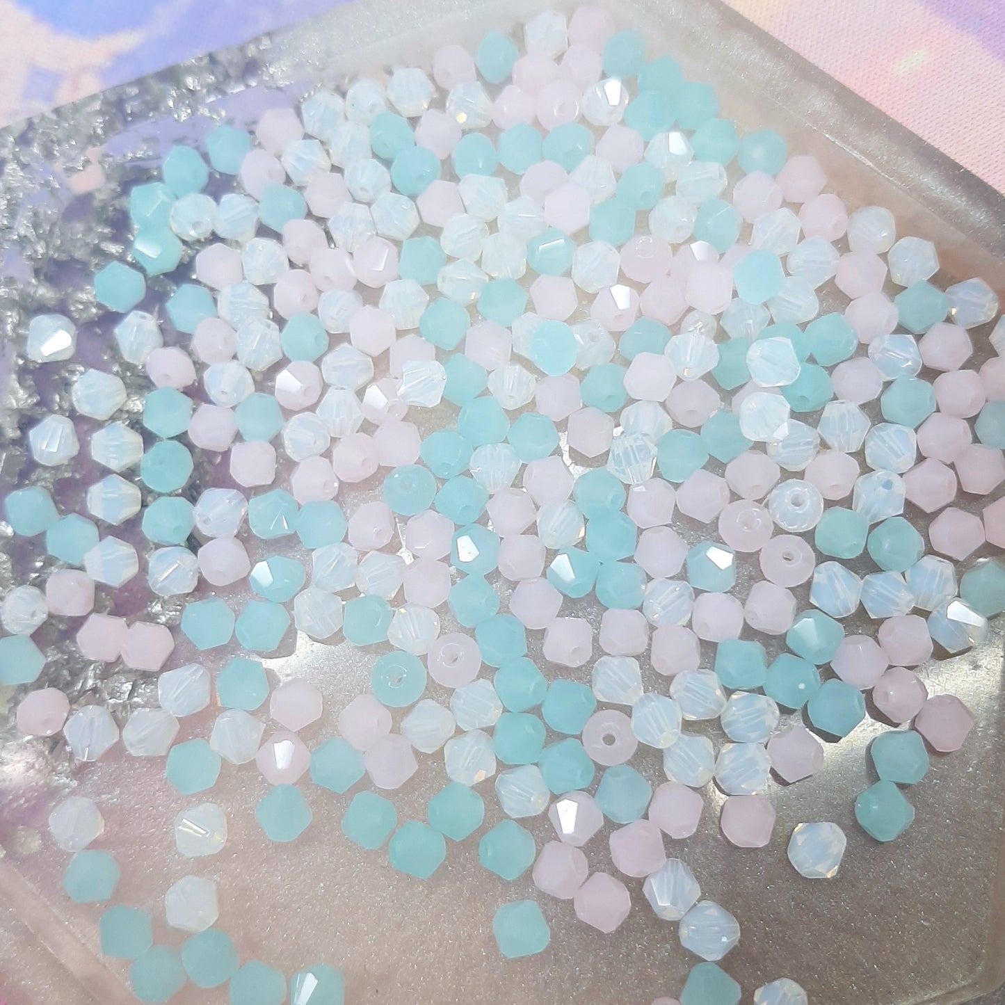 MIXED BICONE GLASS AB CRYSTAL BEADS