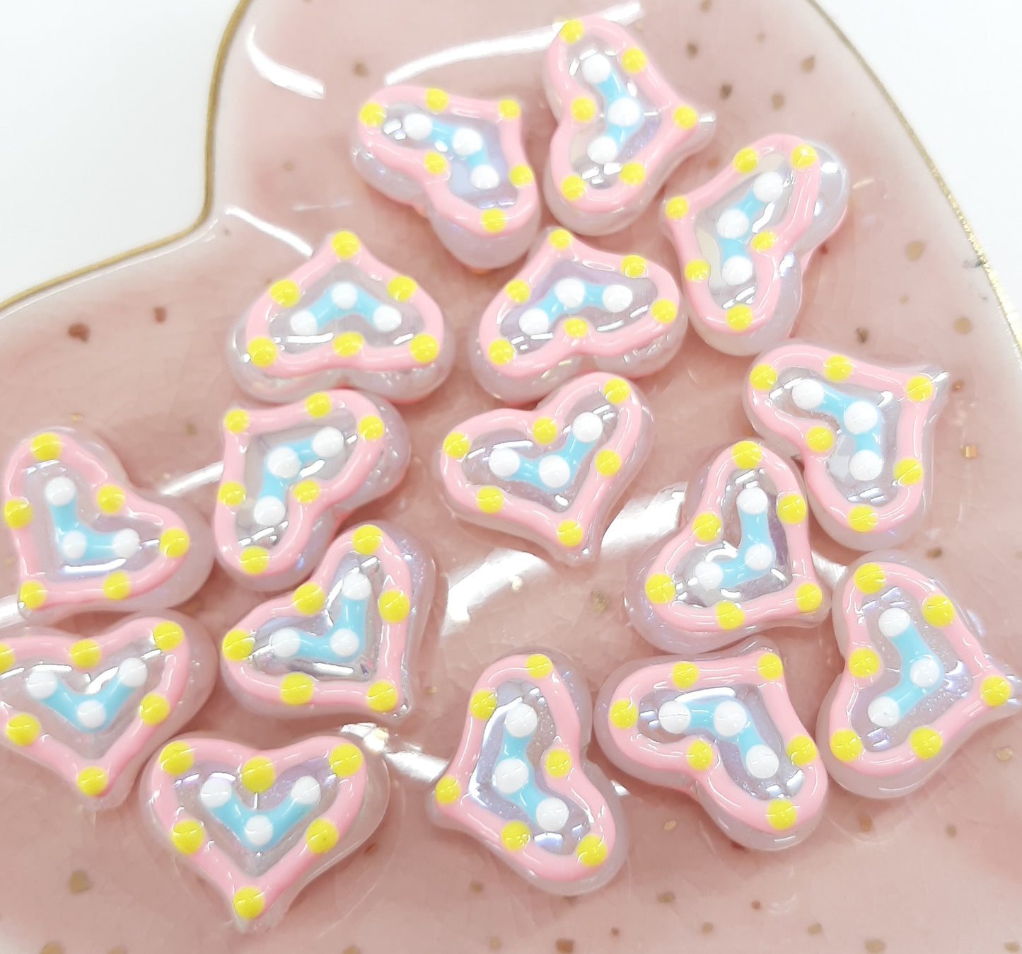 HEART SHAPE HAND PAINTED BEADS
