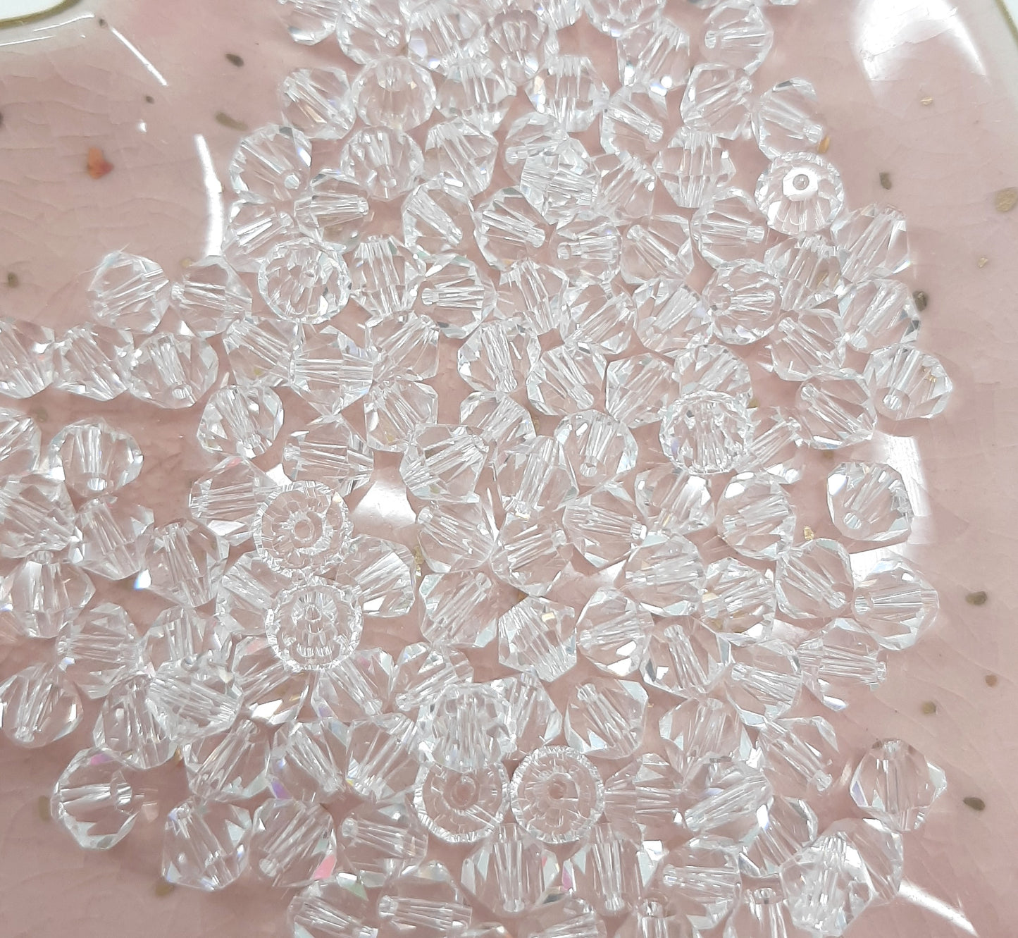 LARGE PACKS OF BICONE GLASS CLEAR CRYSTAL BEADS