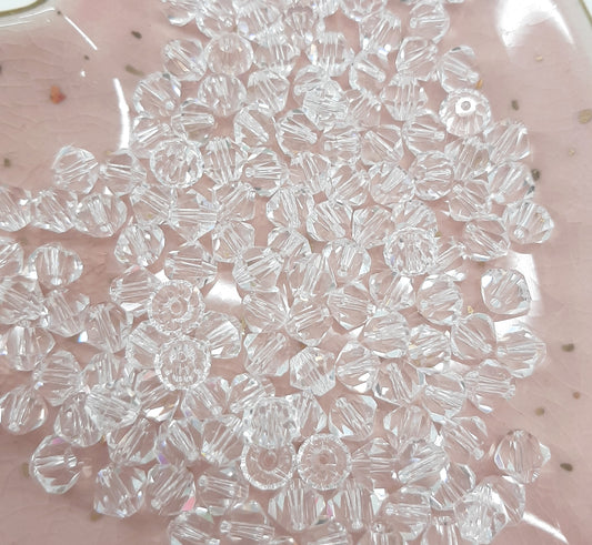 LARGE PACKS OF BICONE GLASS CLEAR CRYSTAL BEADS