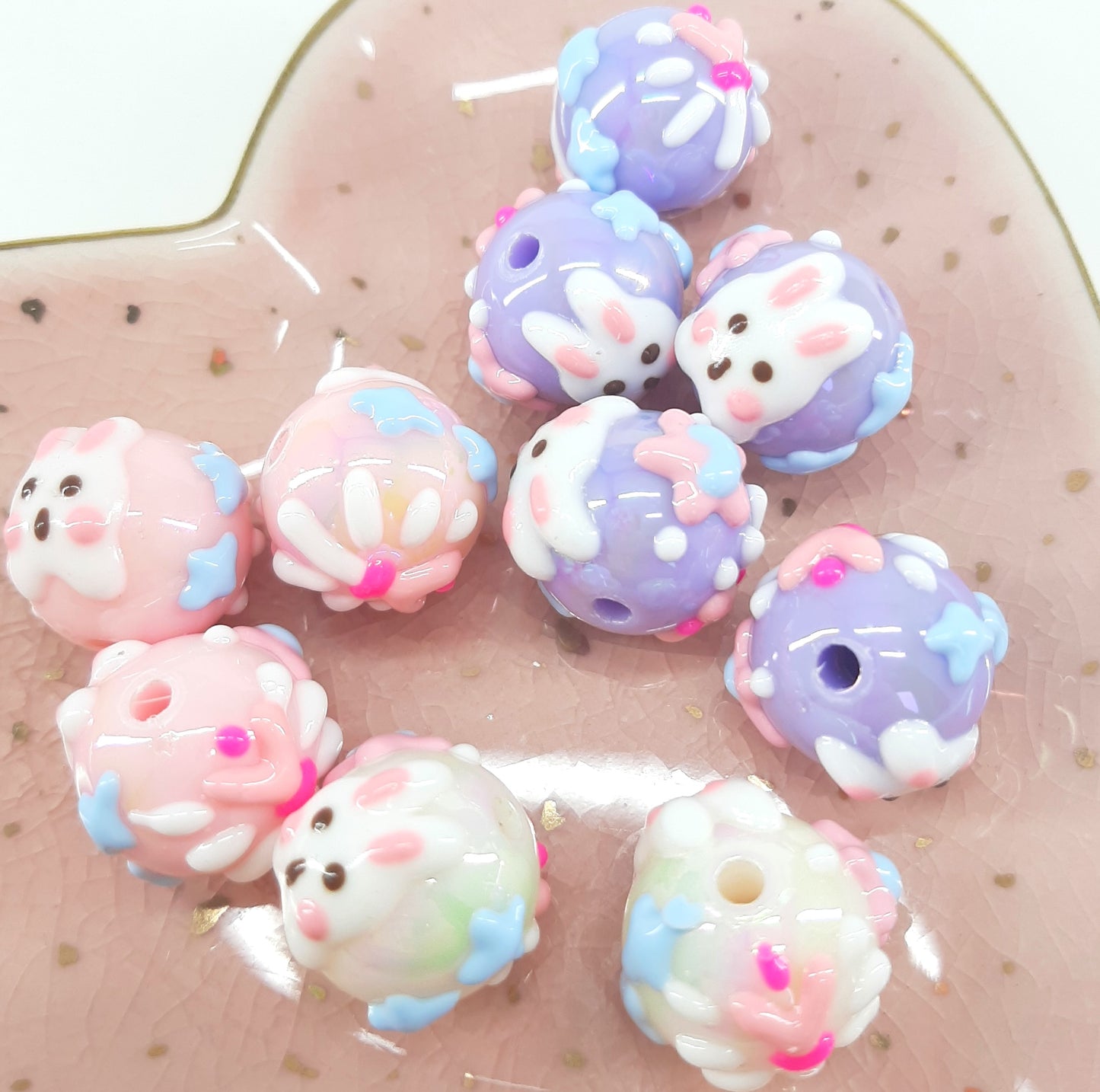 BUNNY HAND PAINTED BEADS