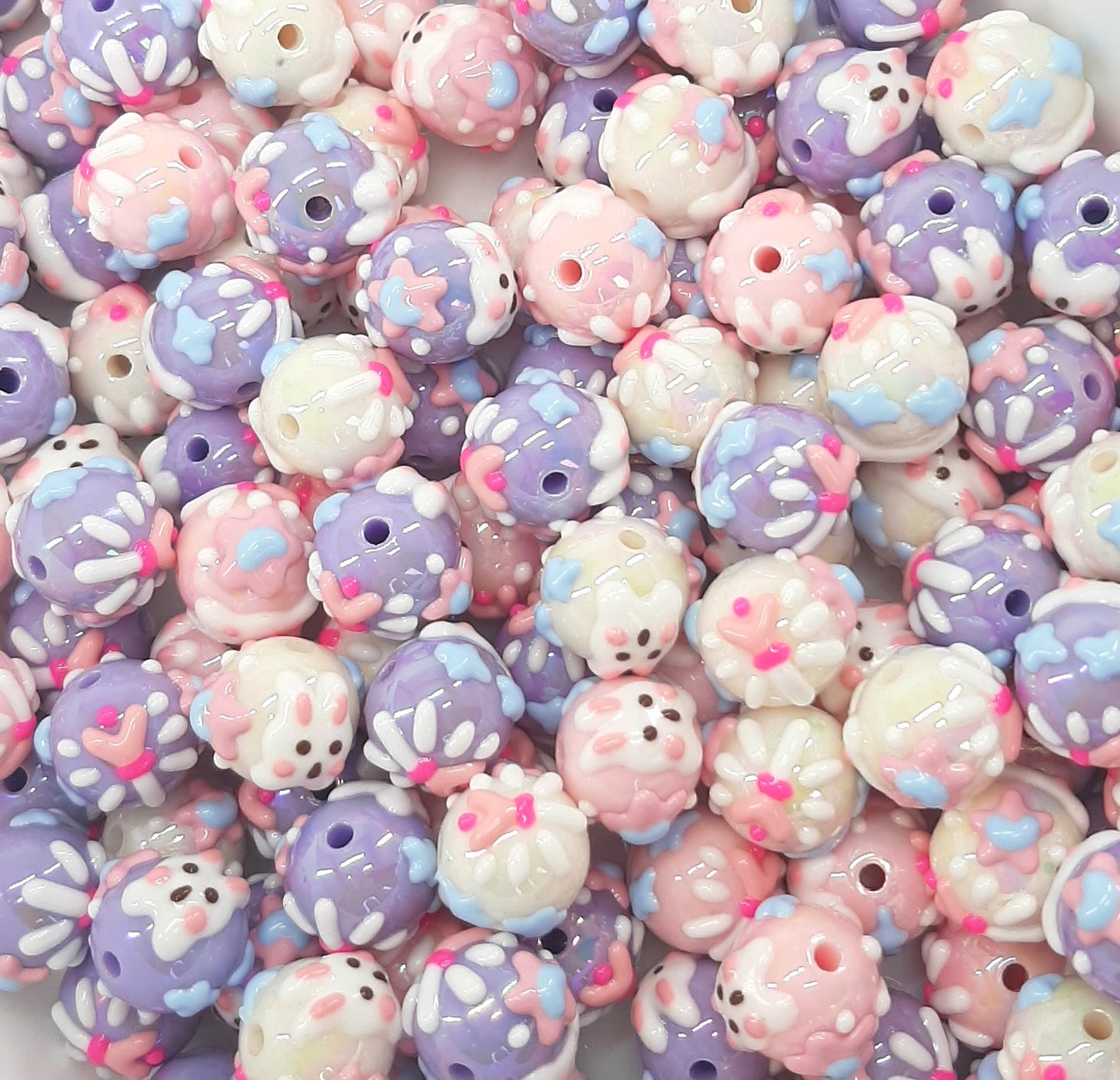 BUNNY HAND PAINTED BEADS