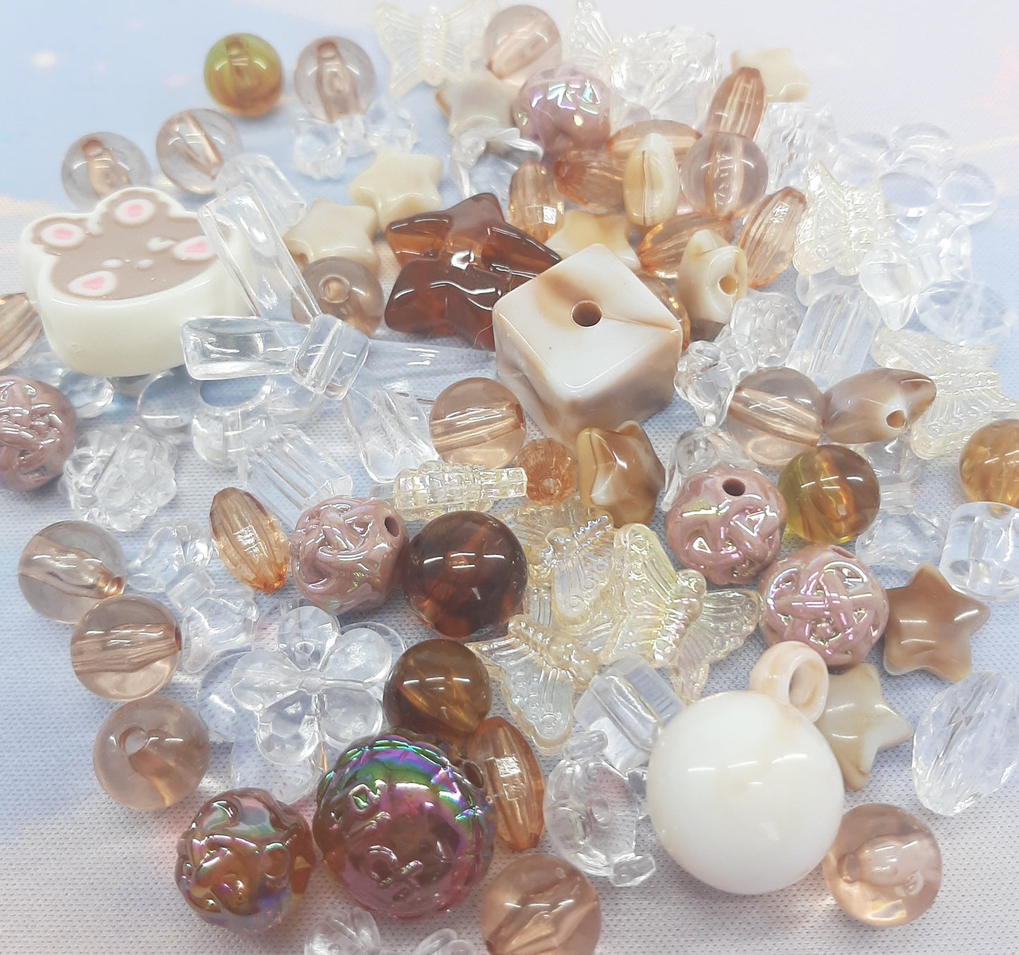 BROWN / CLEAR BEAD MIX