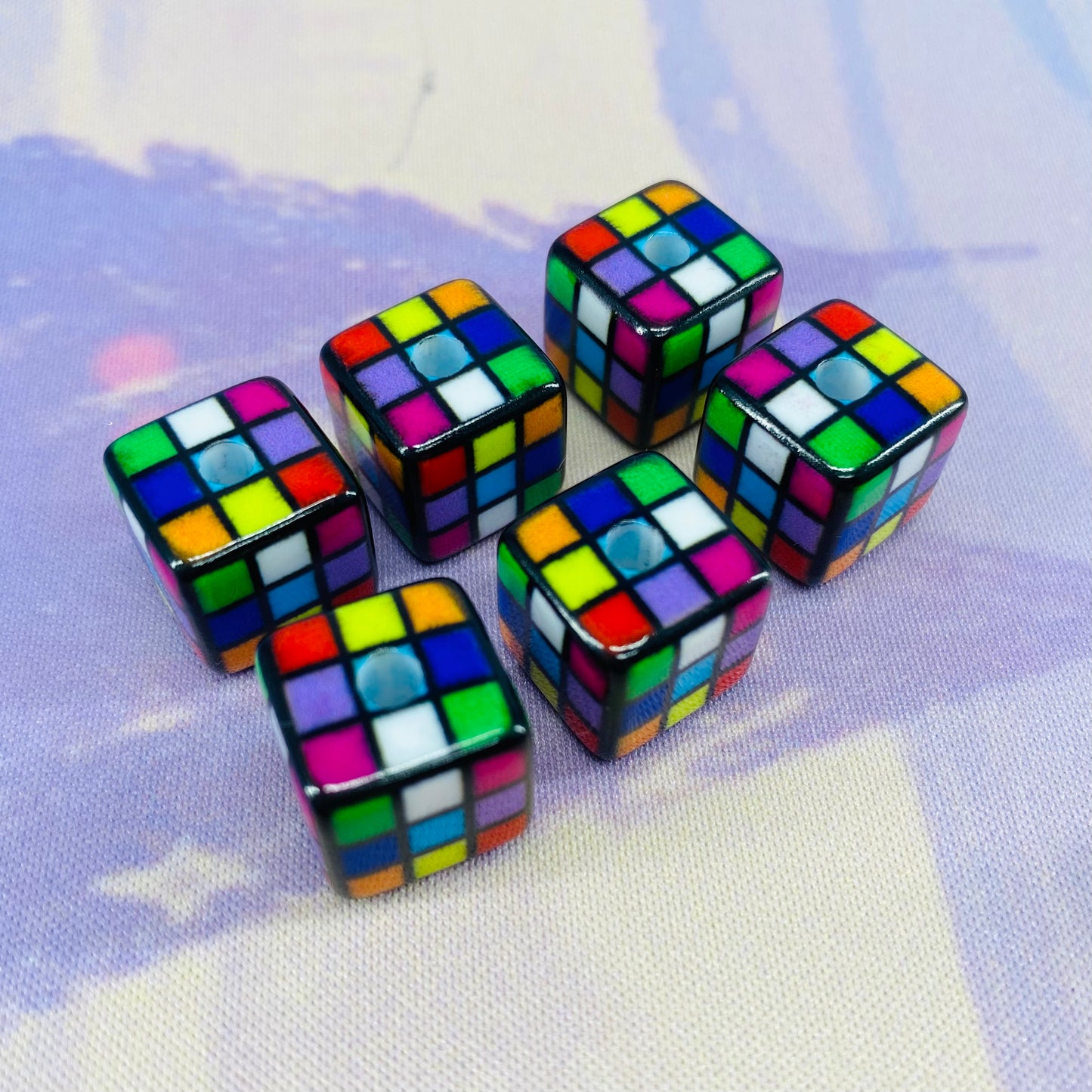 Pack of 6 Rubik's Cube Beads