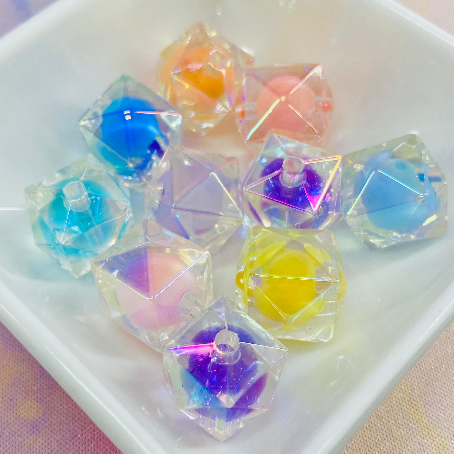 Pack of 10 Hexagon Double Layered Beads
