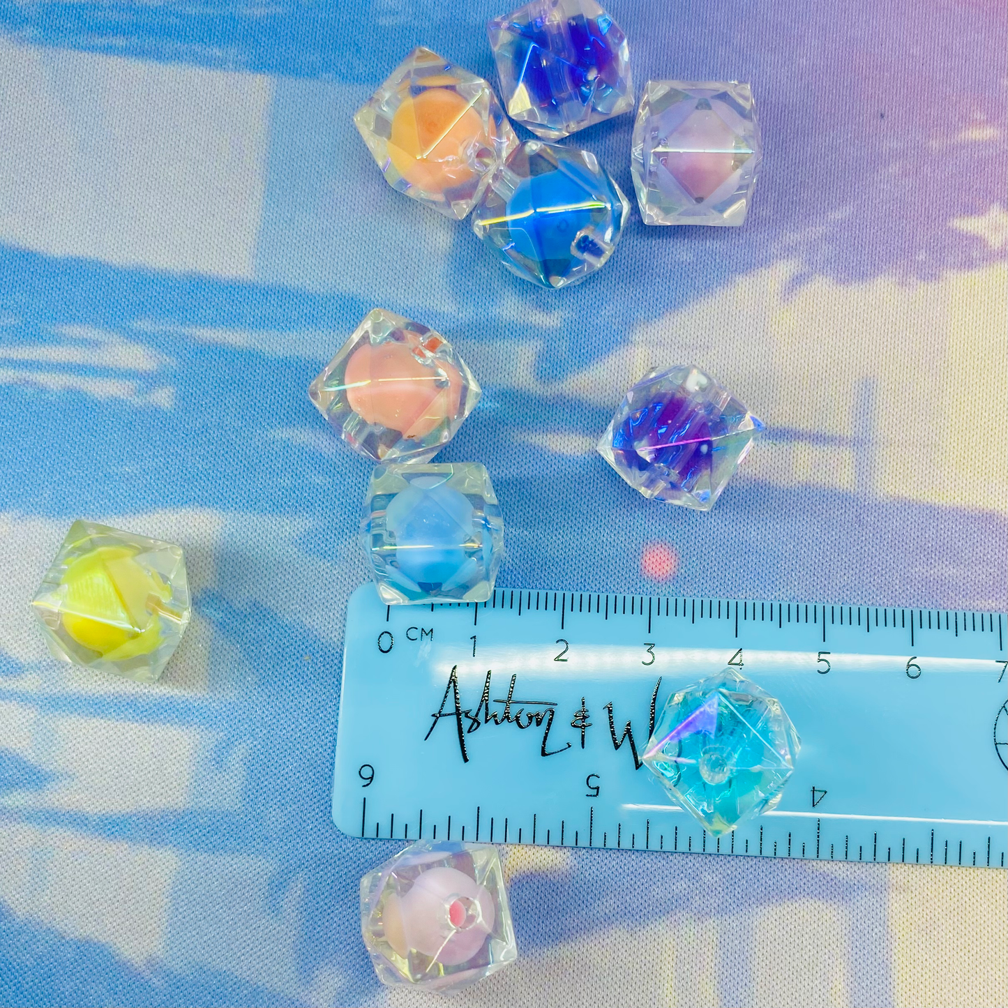 Pack of 10 Hexagon Double Layered Beads