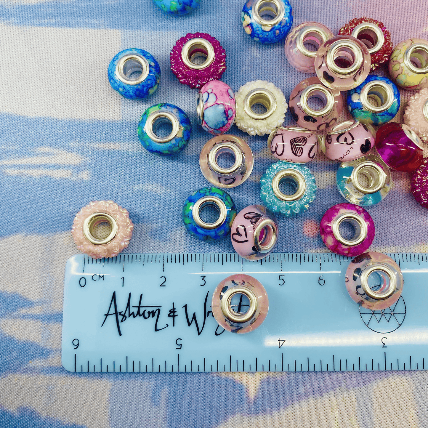 Pack of 25 European Large Hole Beads, Pink Tone