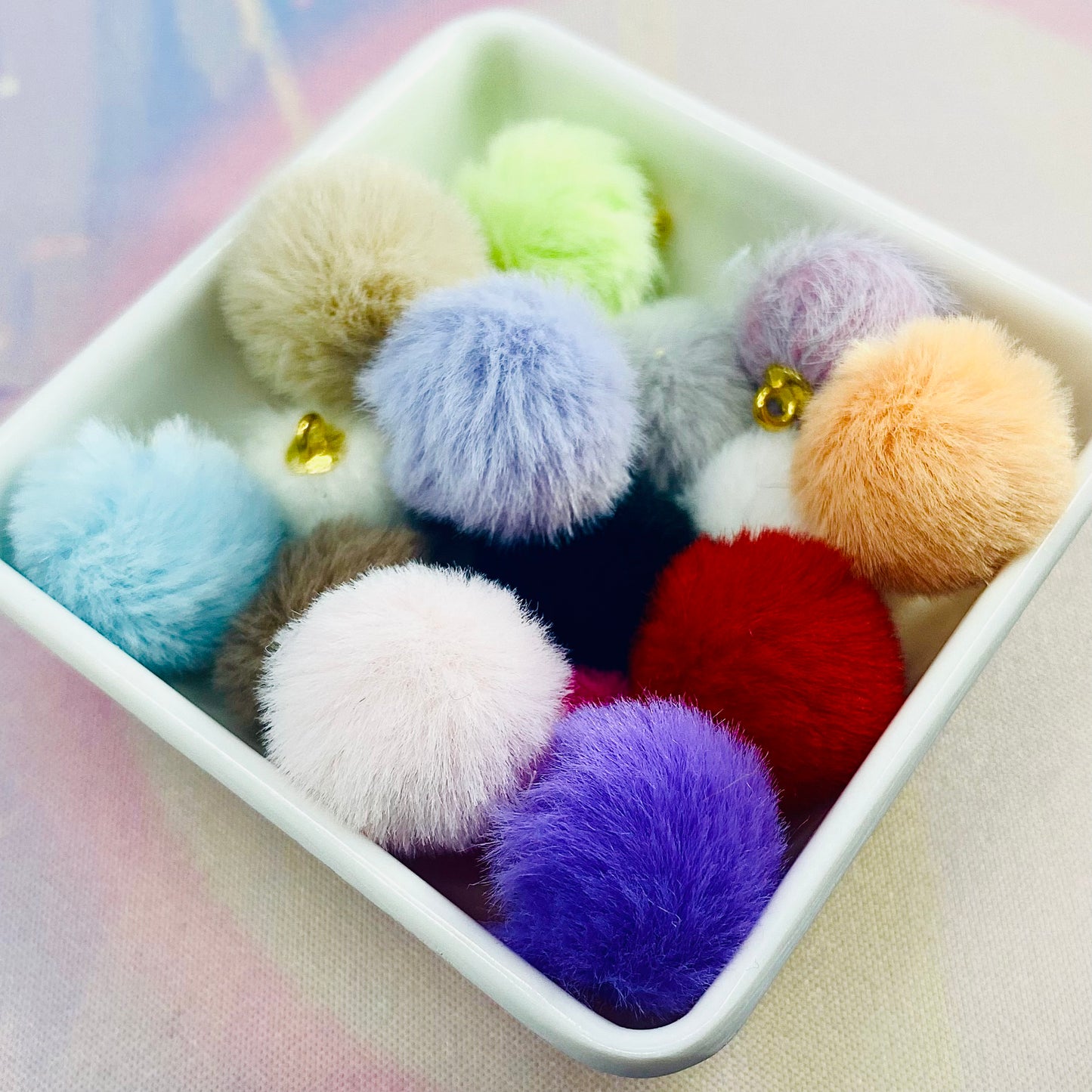 Pack of 10 Fluffy PomPom Pendants