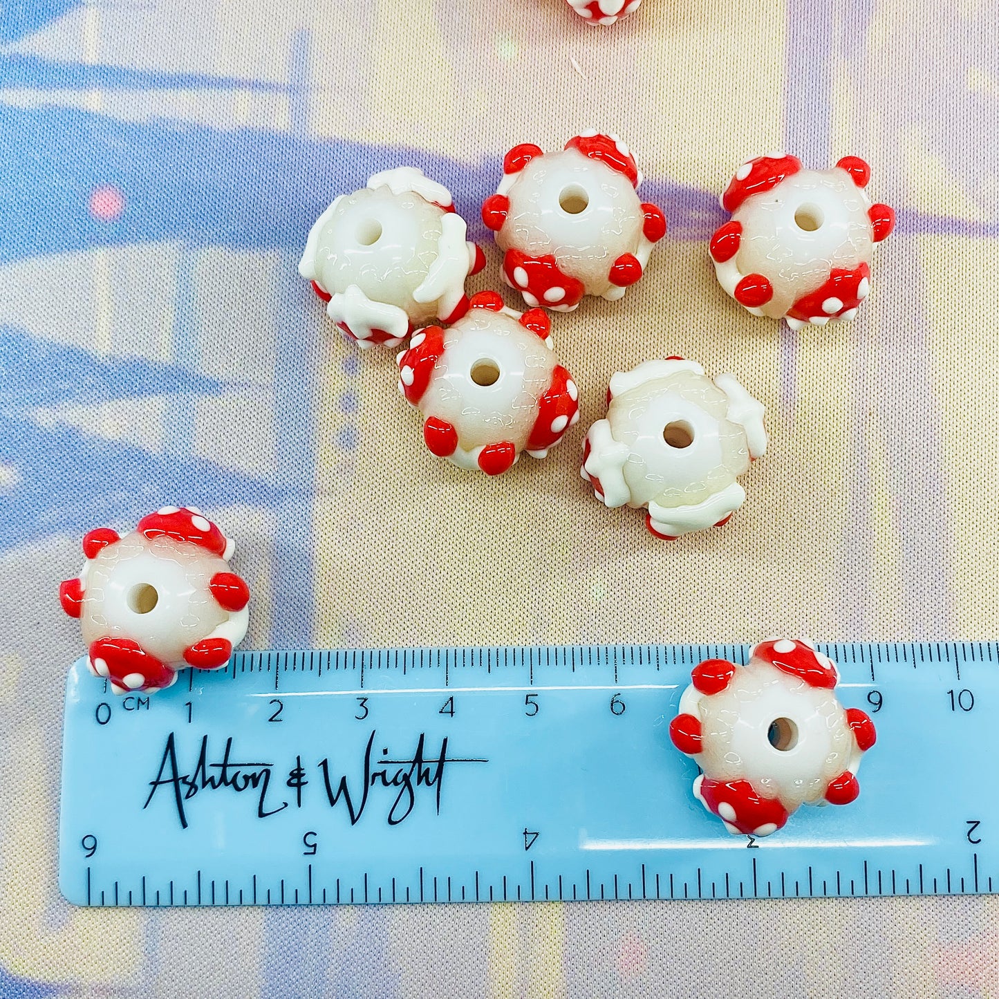 Pack of 10 Hand Painted Strawberry and Cherry Beads, Fits on Beadable