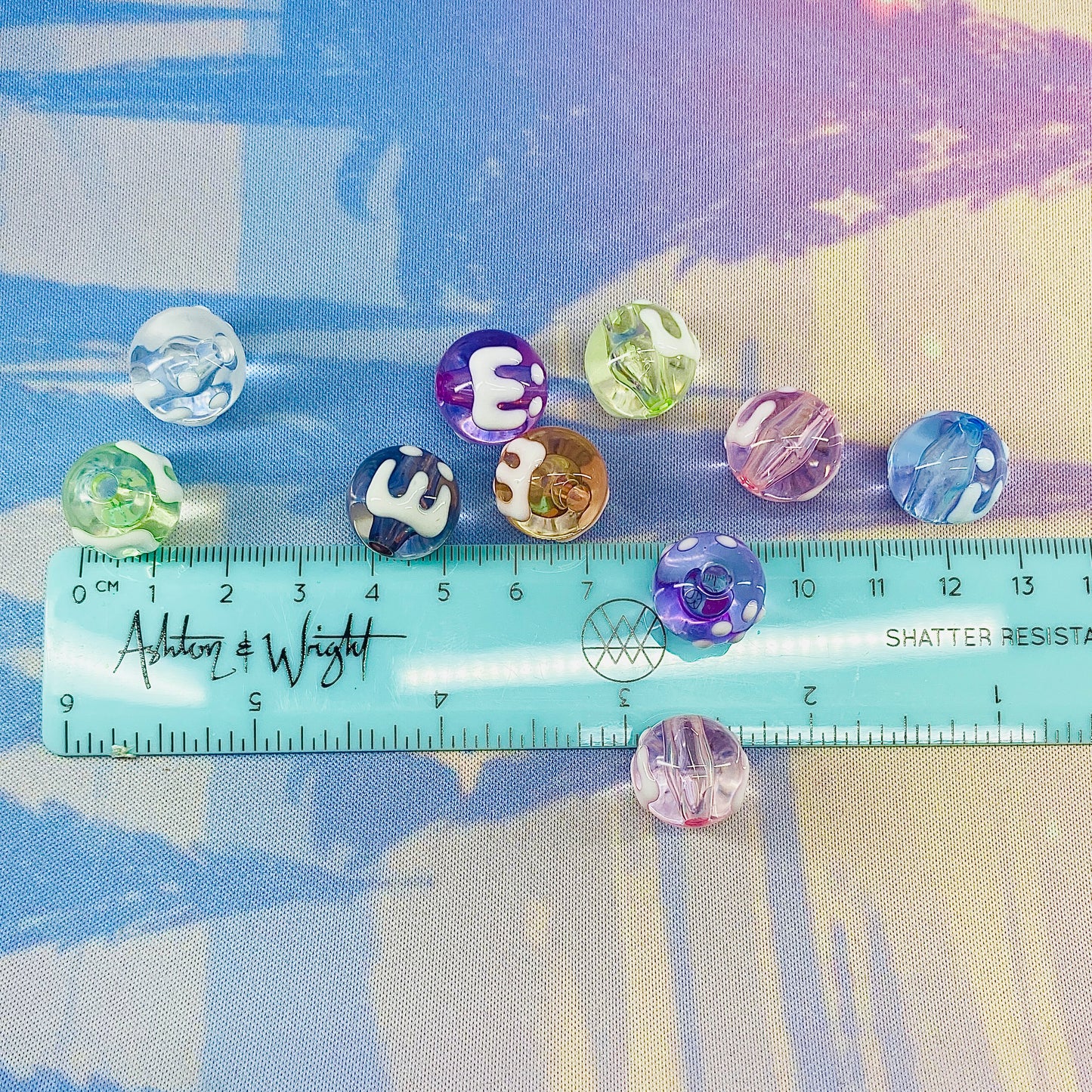 Pack of 10 Hand Painted Paint Drip Beads, 16mm