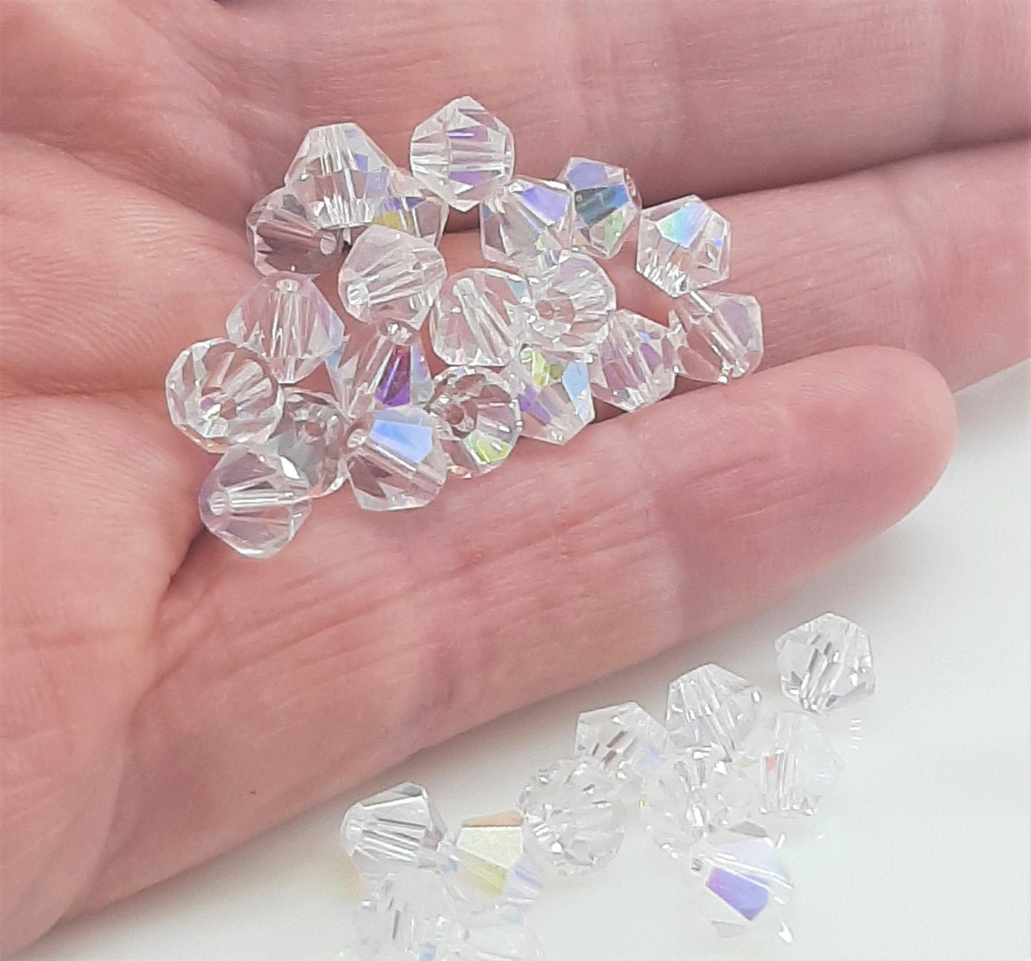 LARGE PACKS OF BICONE GLASS AB CRYSTAL BEADS