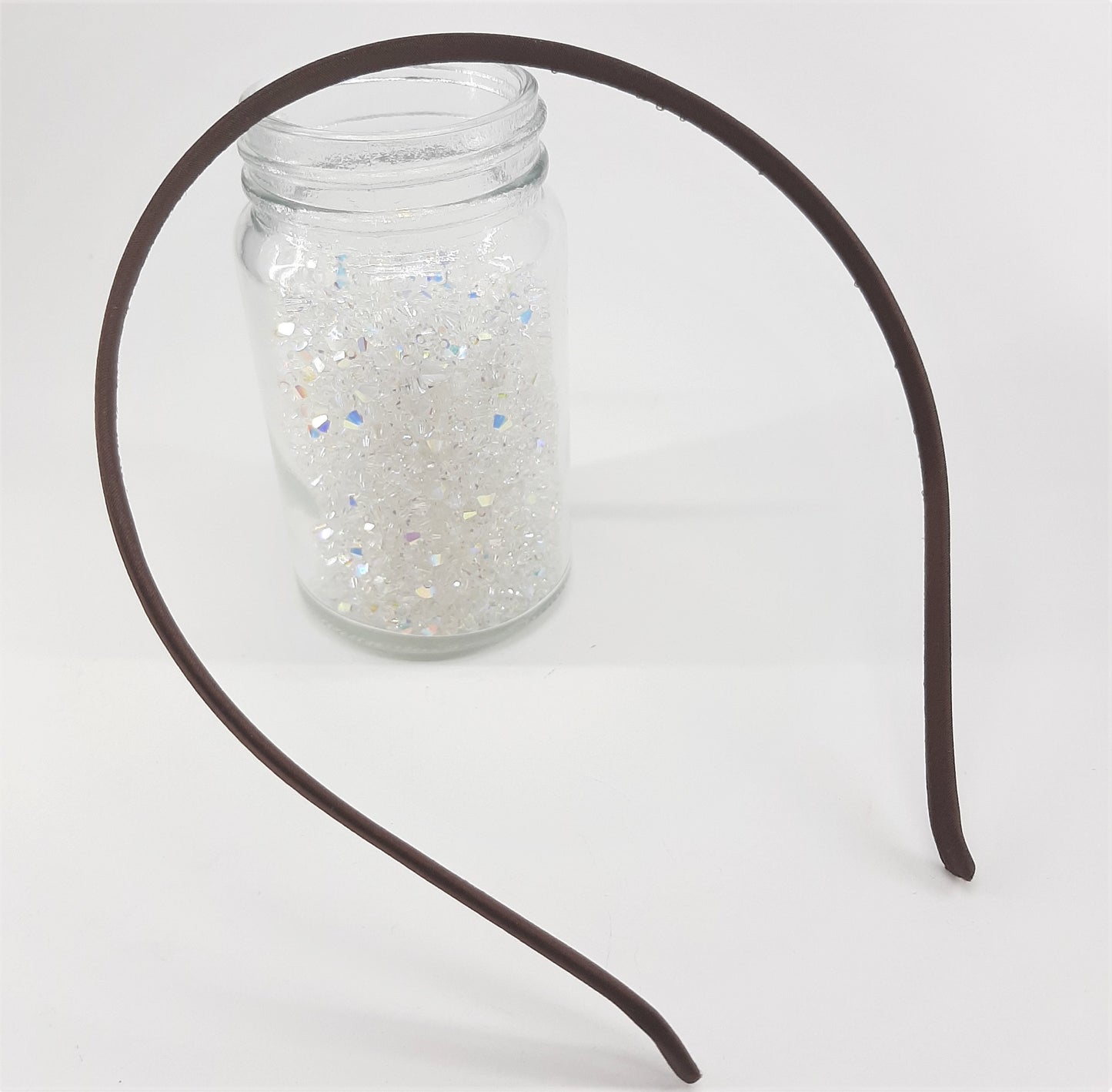 RIBBON COVERED HEADBAND - BROWN