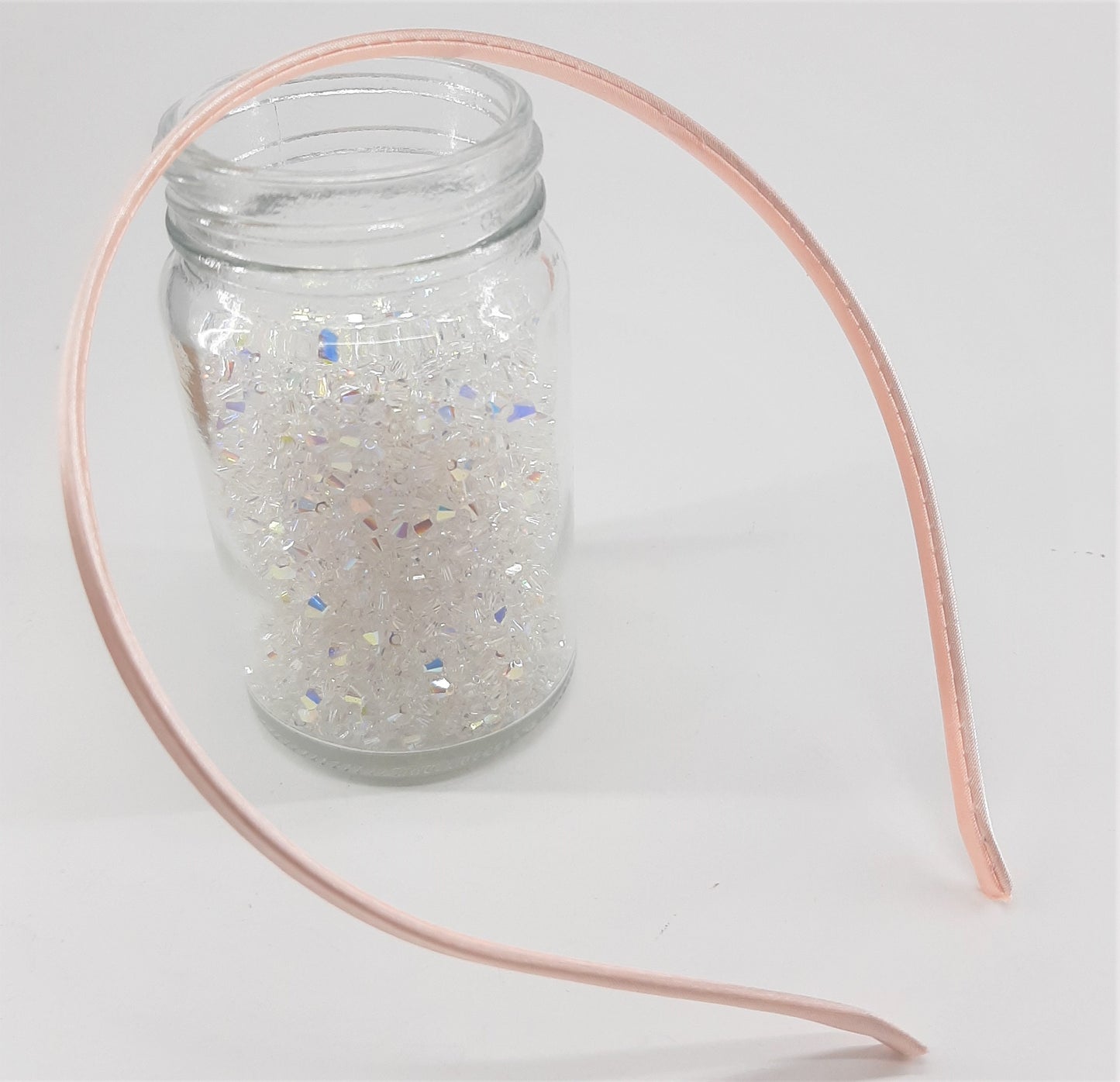 RIBBON COVERED HEADBAND - PEACH