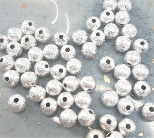 FROSTED SILVER TONE BEADS