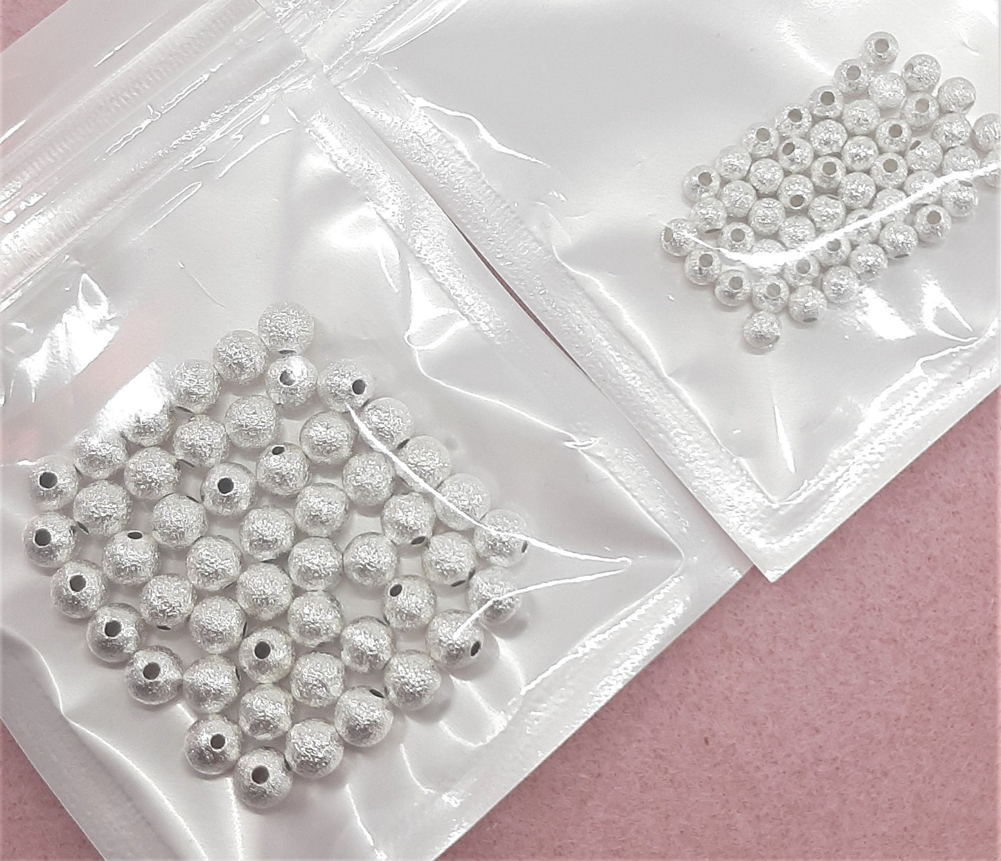 FROSTED SILVER TONE BEADS