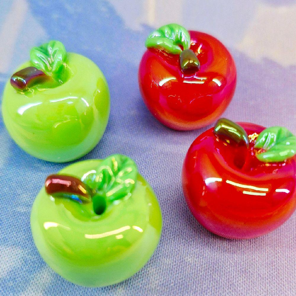 Pack of 2 Apple Beads, Fits on Beadable Pen