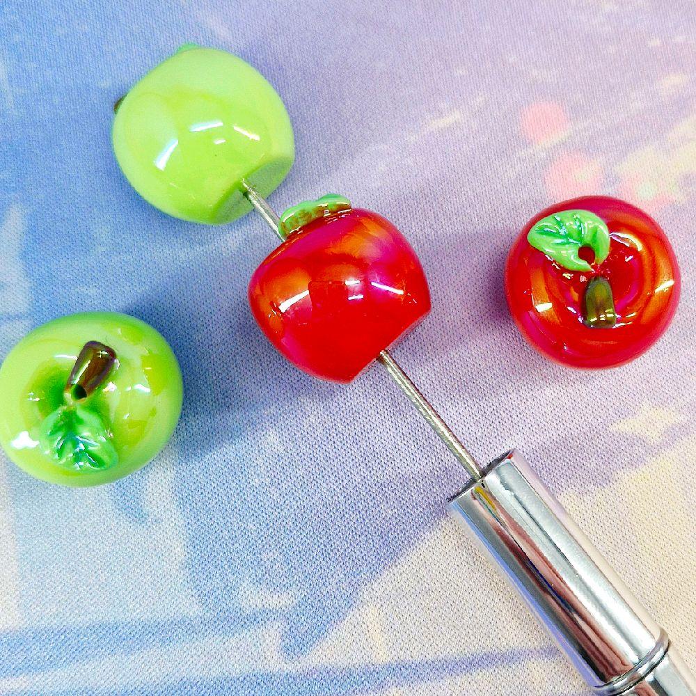 Pack of 2 Apple Beads, Fits on Beadable Pen