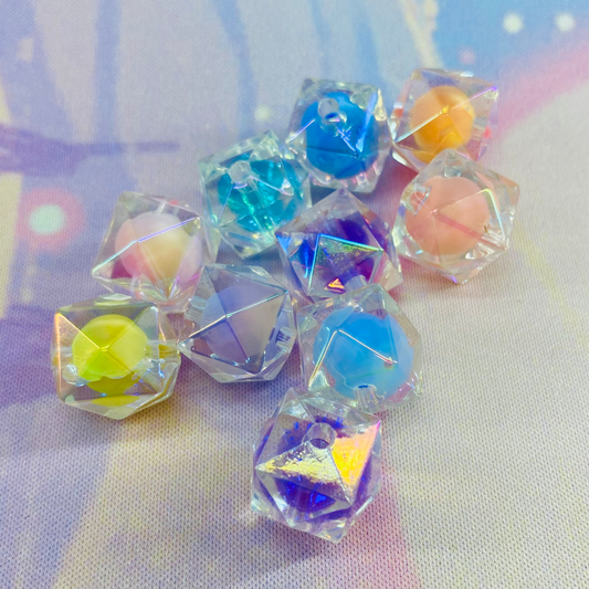 Pack of 10 Hexagon Double Layered Beads