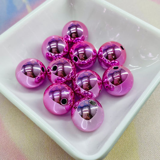 Pack of 10 Shiny Pink Metallic 16mm Beads