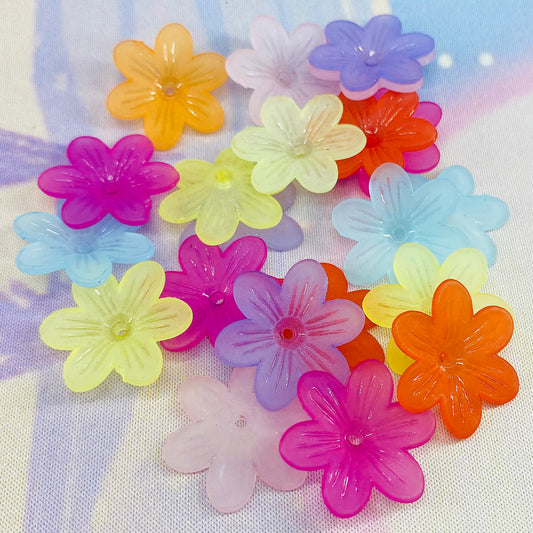 Pack of 20 Large Colourful Acrylic Flower Beads