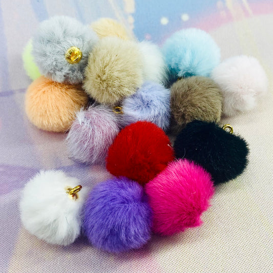 Pack of 10 Fluffy PomPom Pendants