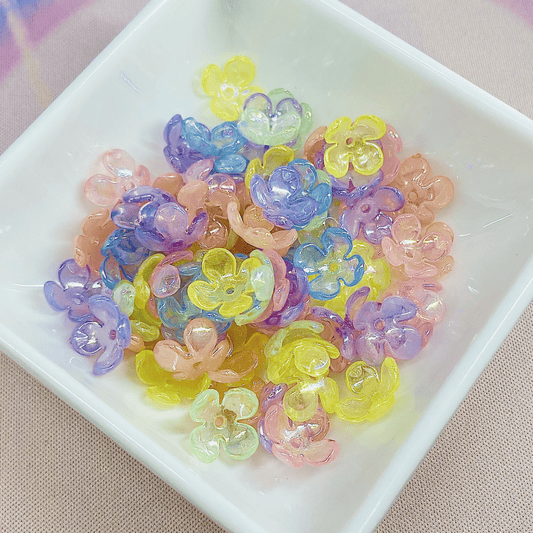 Pack of 10g, Pretty Pastel 4 Leaf 10mm Flower Beads