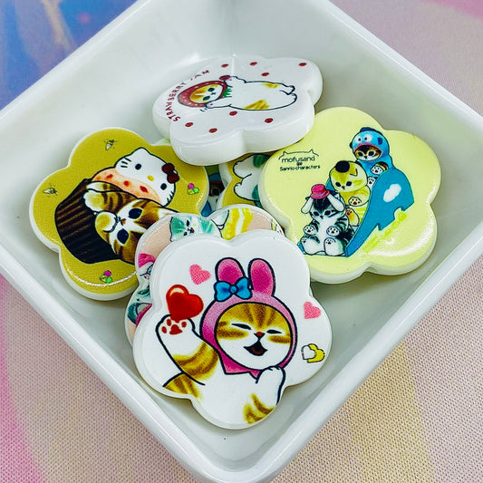 Pack of 7 Mofusand Flower Shaped Cat Beads