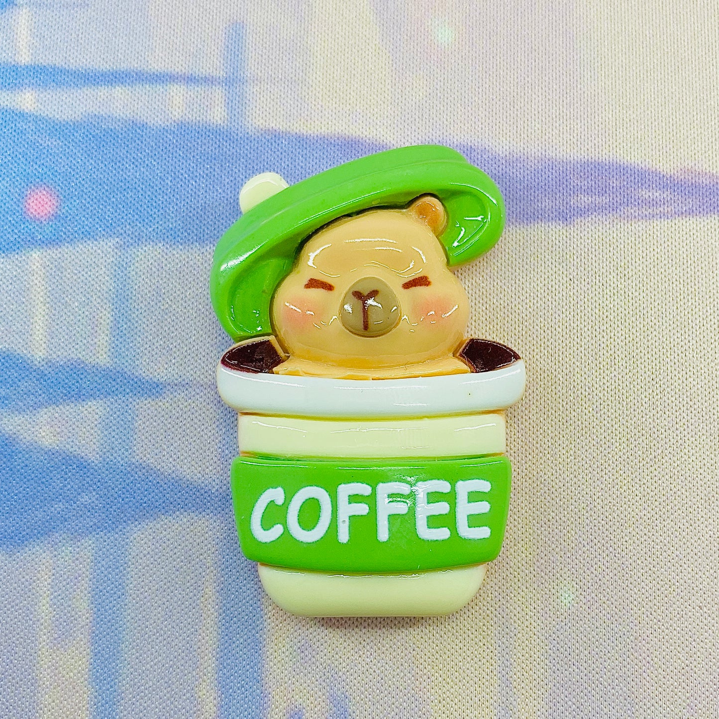 Cute Kawaii Capybara Coffee Large Flatback Charm