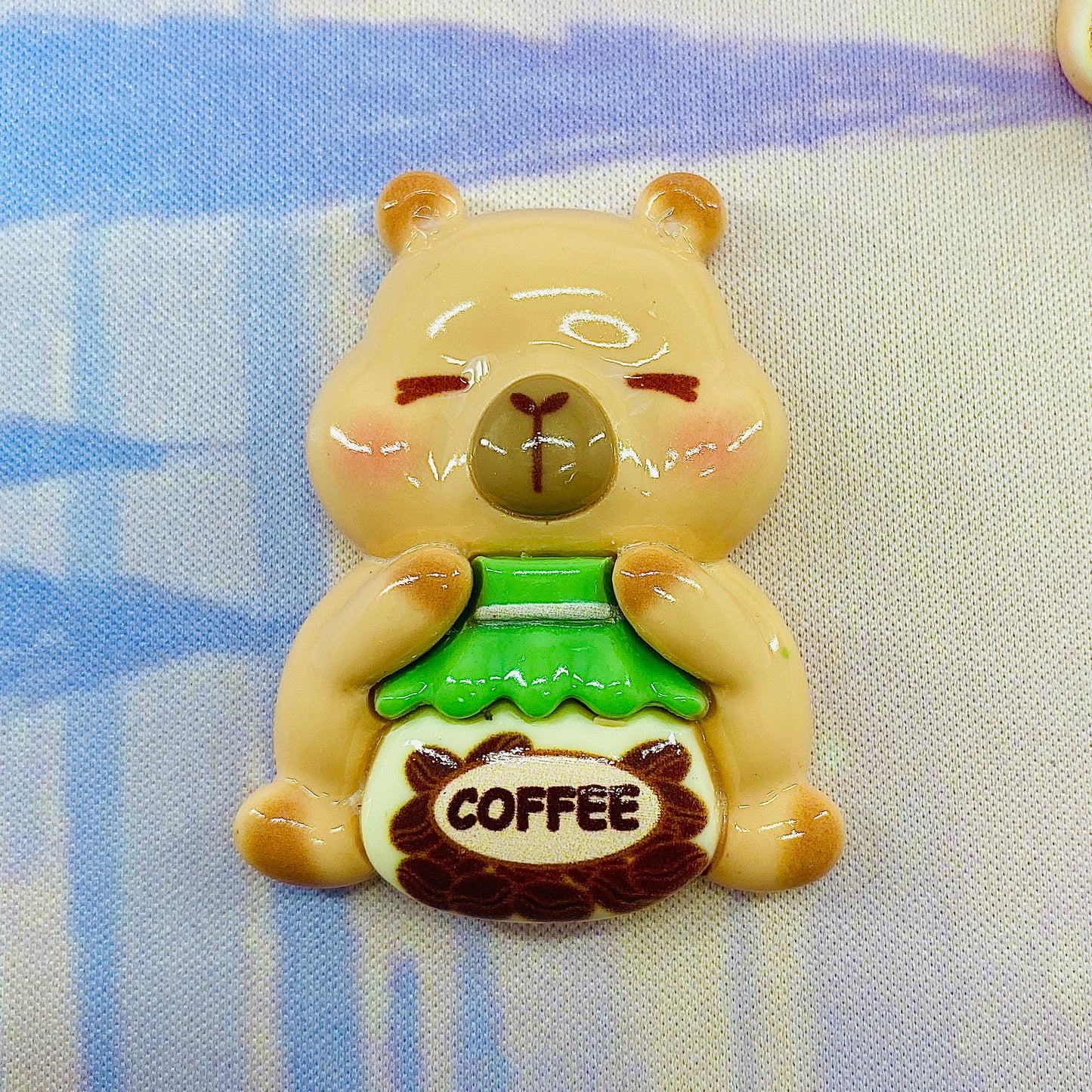 Cute Kawaii Capybara Coffee Large Flatback Charm