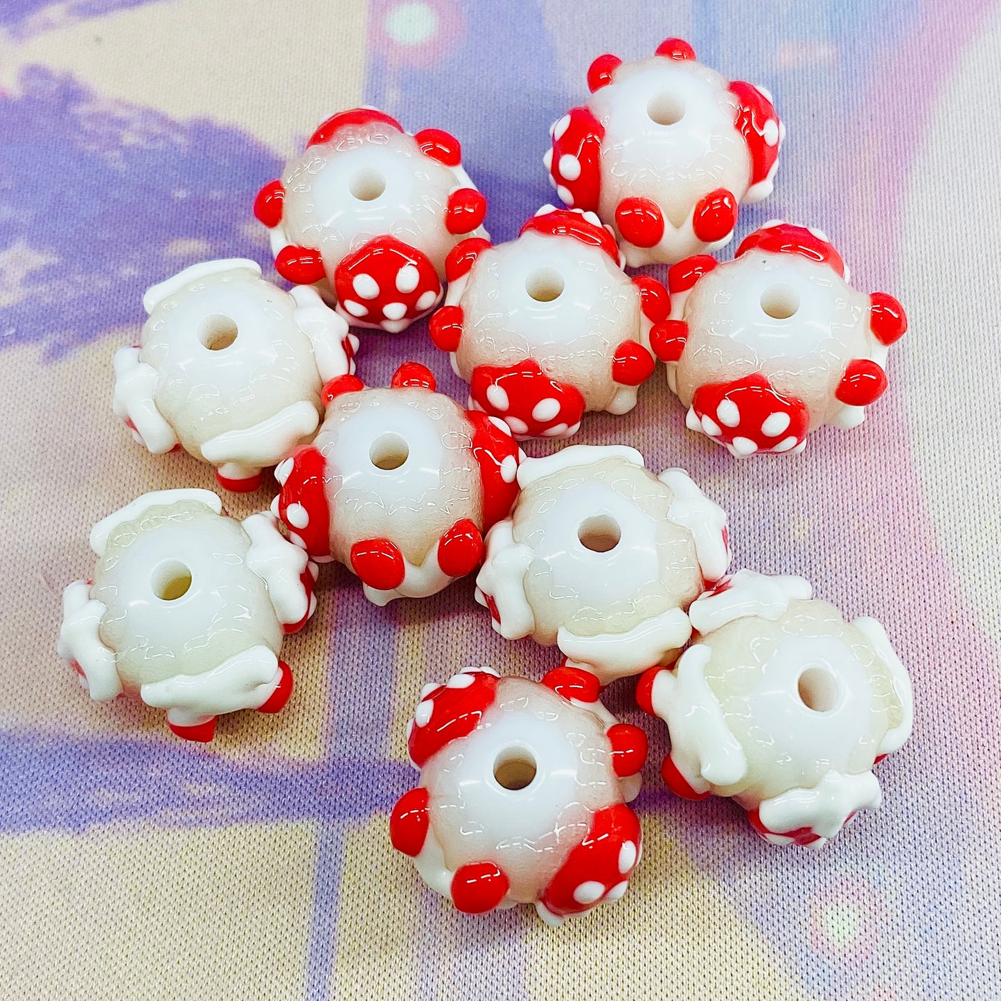 Pack of 10 Hand Painted Strawberry and Cherry Beads, Fits on Beadable