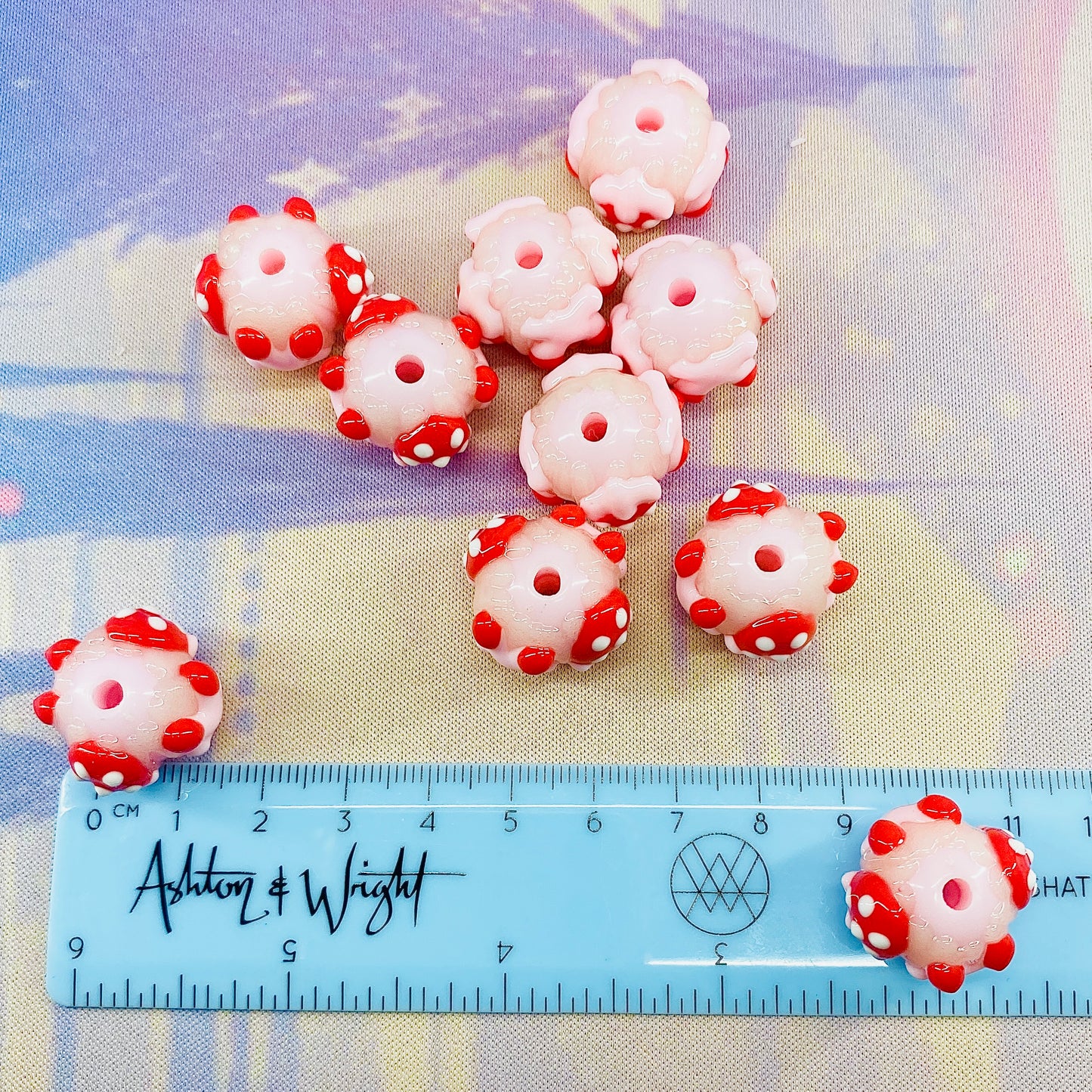 Pack of 10 Hand Painted Strawberry and Cherry Beads, Fits on Beadable