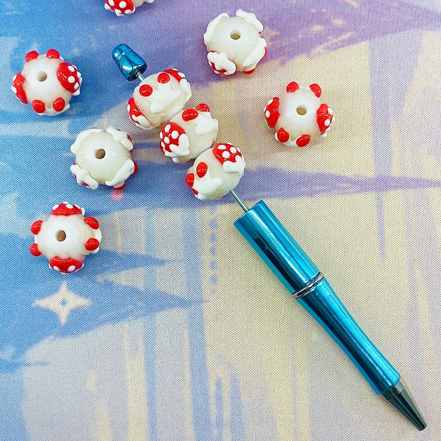 Pack of 10 Hand Painted Strawberry and Cherry Beads, Fits on Beadable