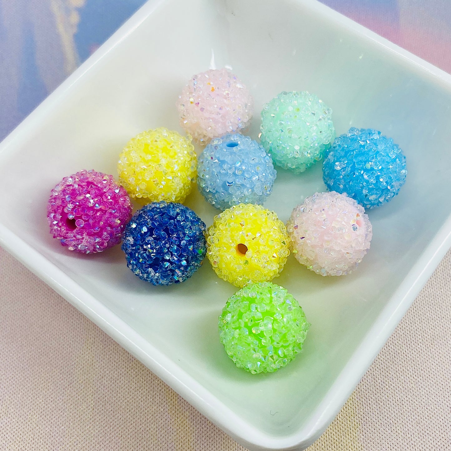 Pack of 10 Colourful 16mm Sugar Beads, Fits Beadable Pen