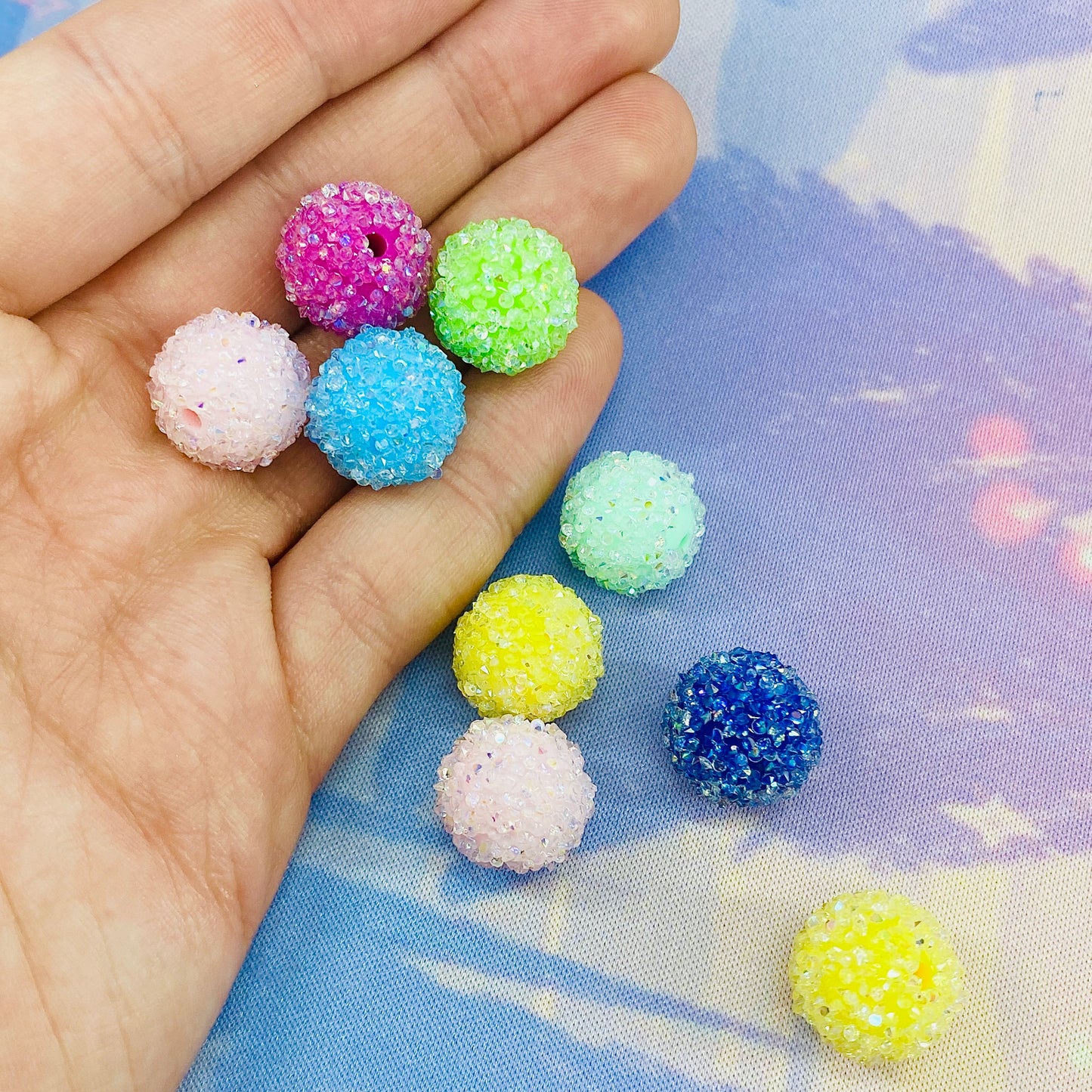 Pack of 10 Colourful 16mm Sugar Beads, Fits Beadable Pen