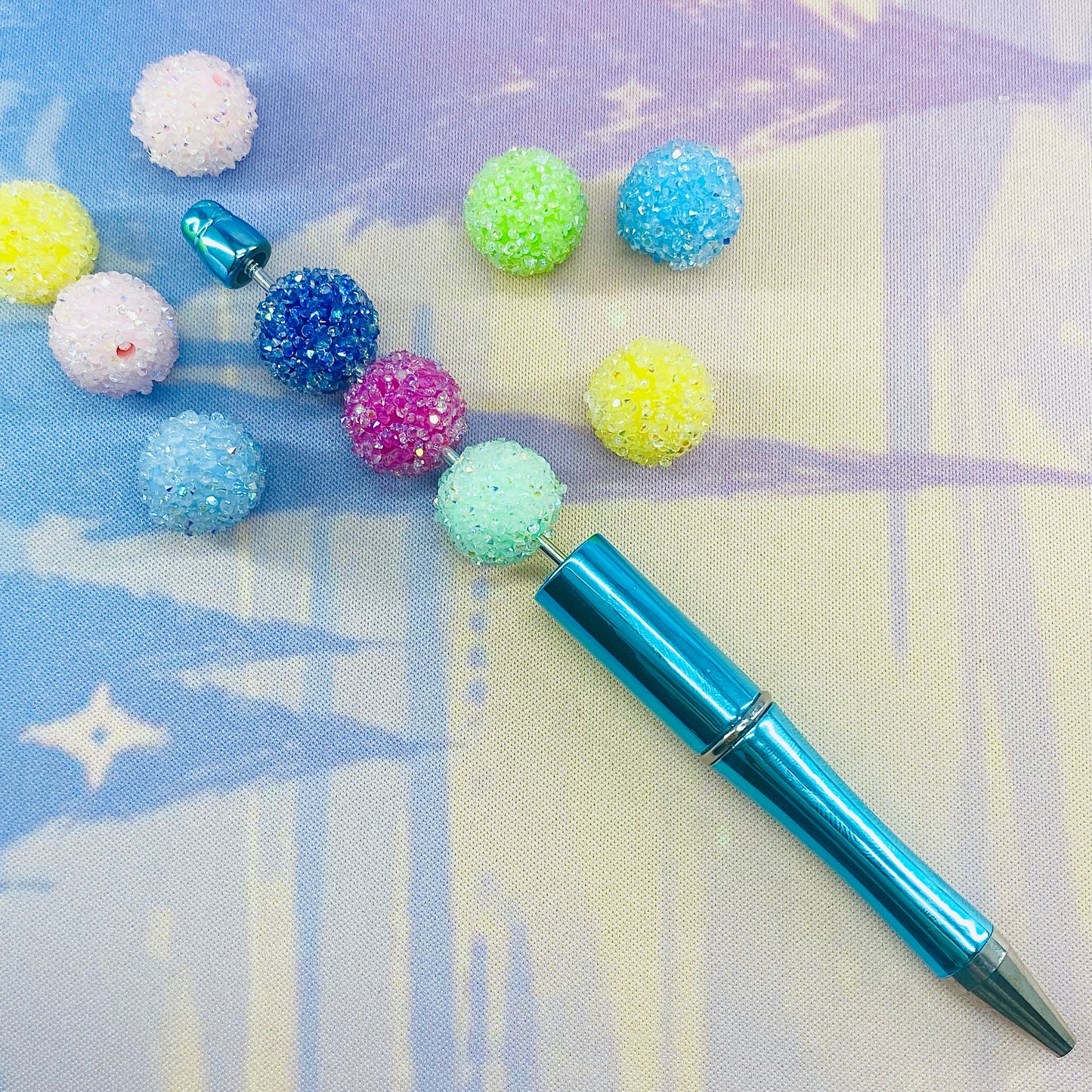 Pack of 10 Colourful 16mm Sugar Beads, Fits Beadable Pen