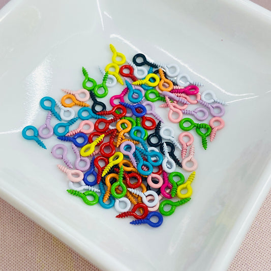 Bright Coloured Screw Eye Pin Hooks