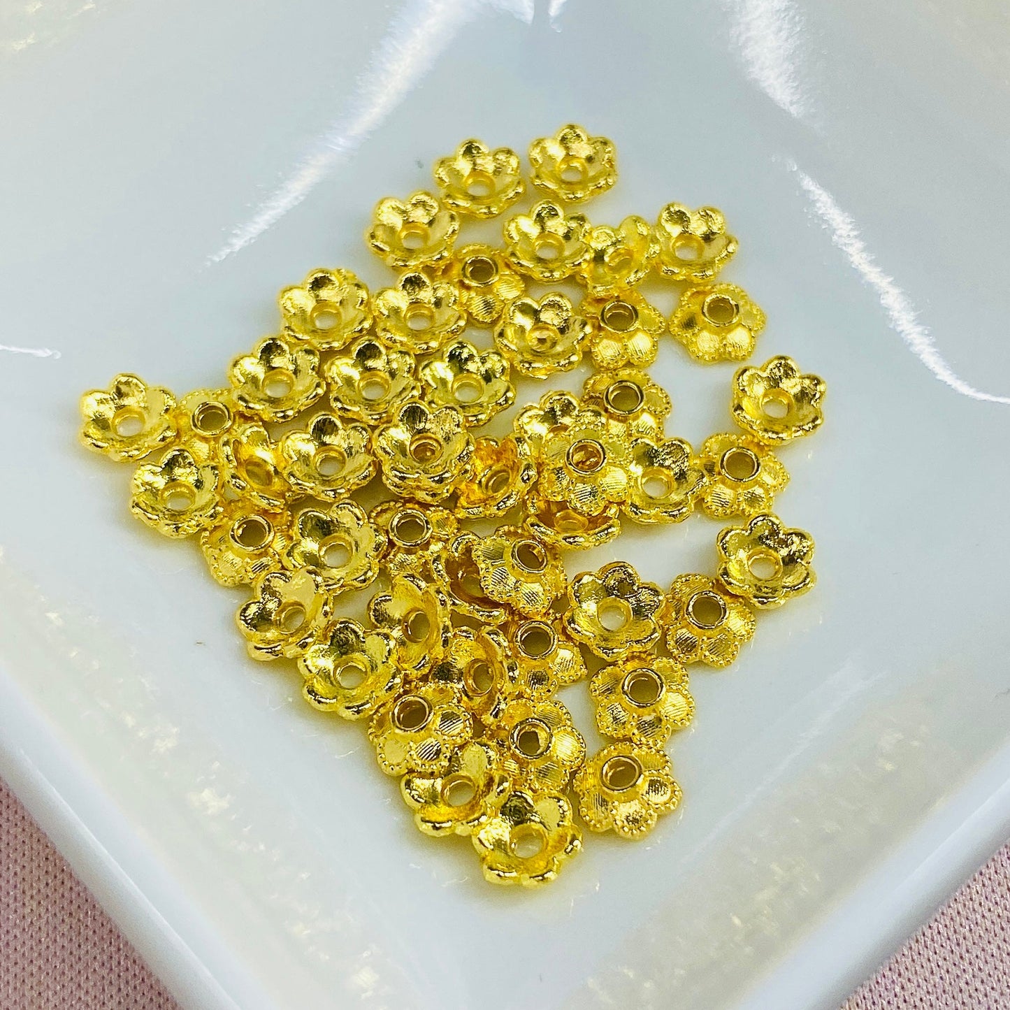 Small Gold Flower Bead Caps