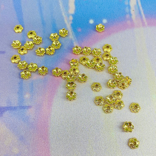 Small Gold Flower Bead Caps