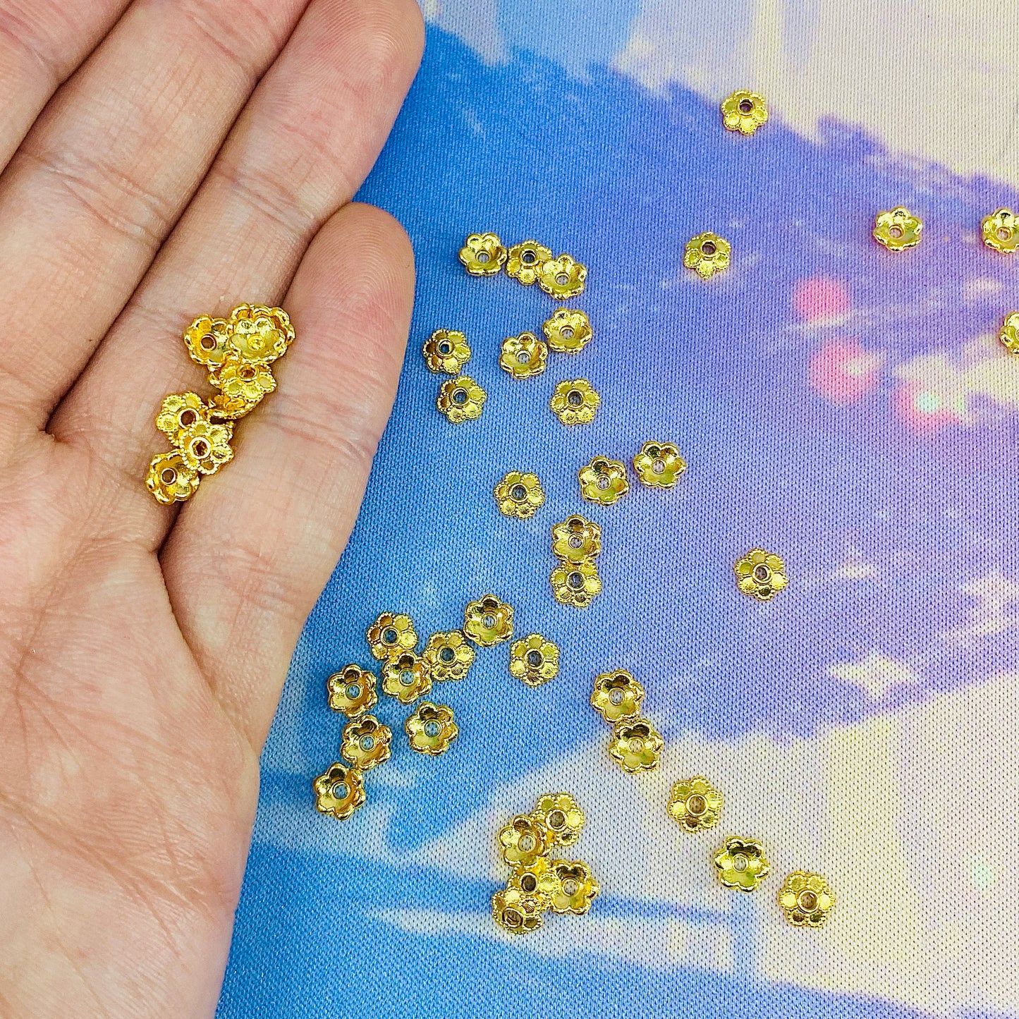 Small Gold Flower Bead Caps