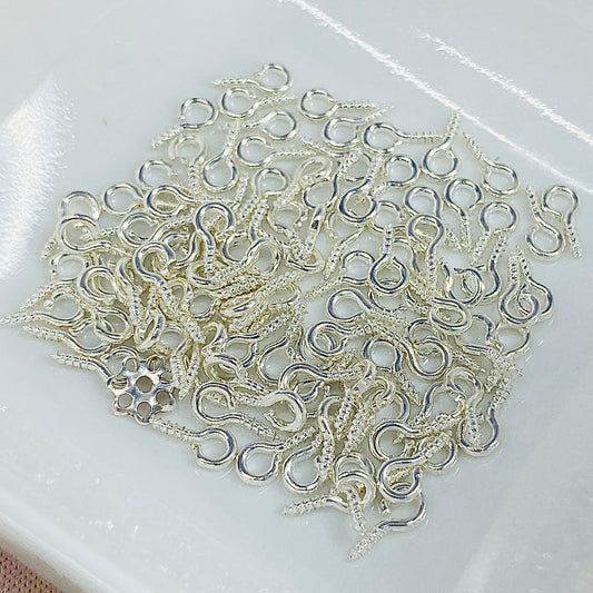 Silver Tone Screw Eye Pin Hooks