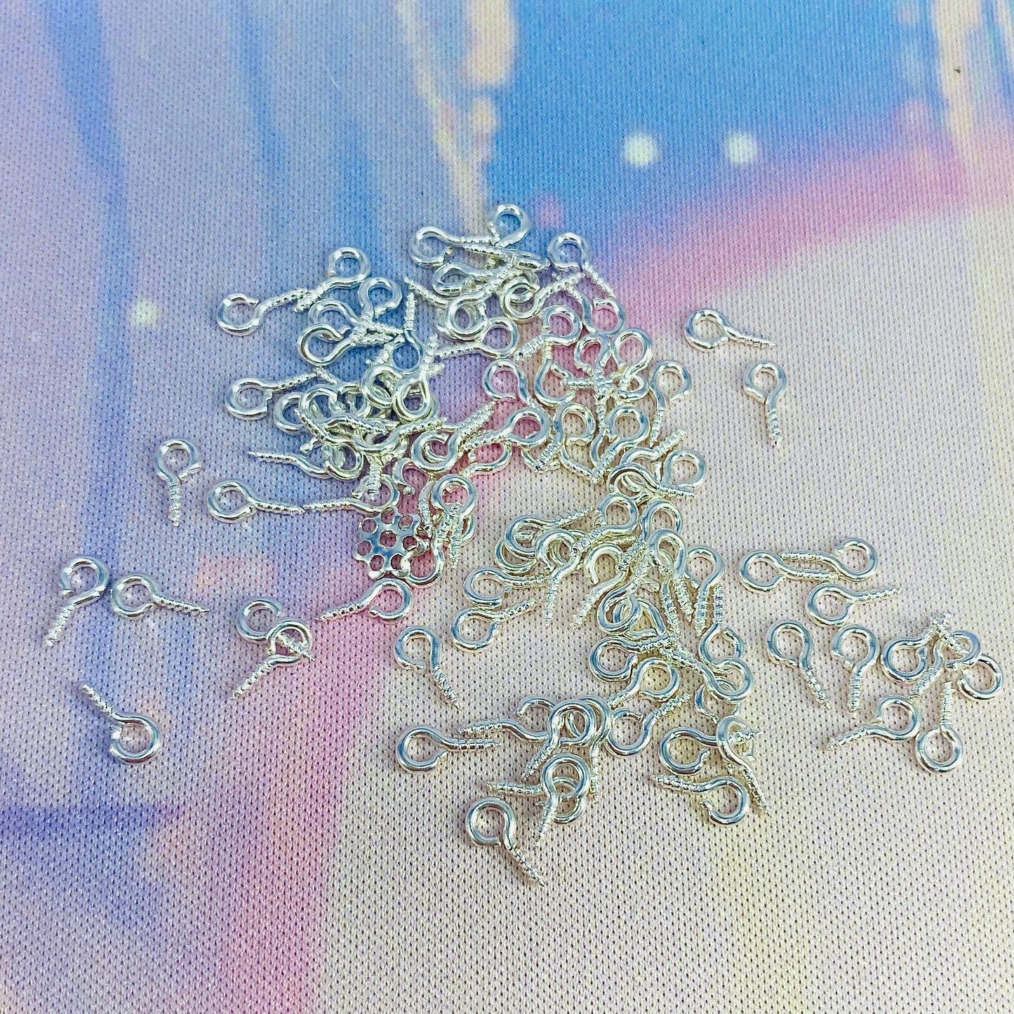 Silver Tone Screw Eye Pin Hooks